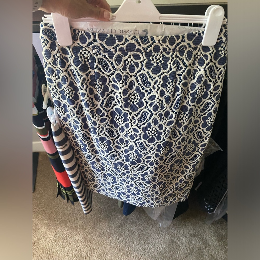 Halogen blue and cream lace skirt